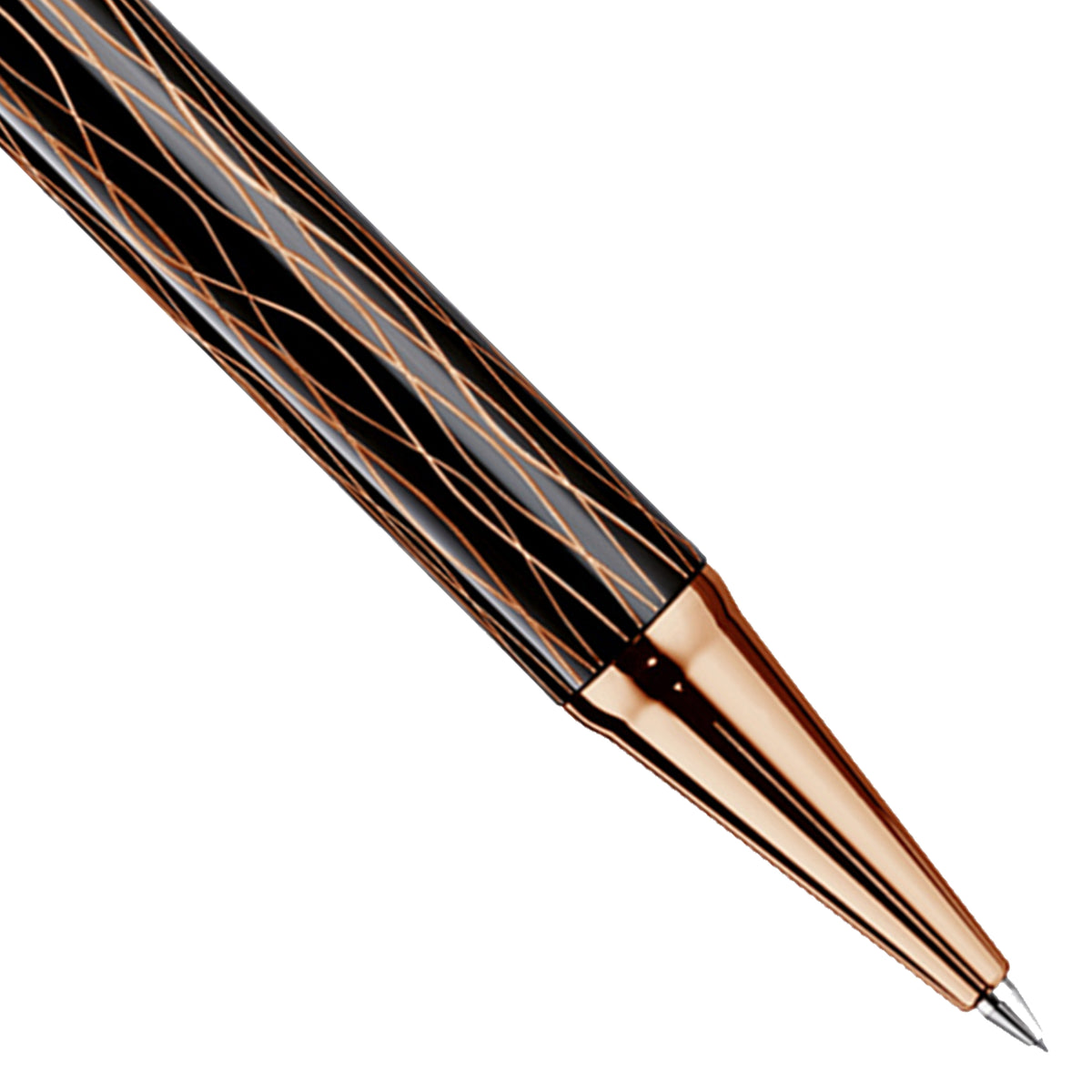 Bleistift Otto Hutt Design04 - Schwarz Roségold Wellen guillochiert / Roségold beschichtet