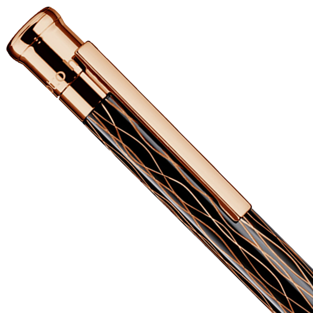 Bleistift Otto Hutt Design04 - Schwarz Roségold Wellen guillochiert / Roségold beschichtet