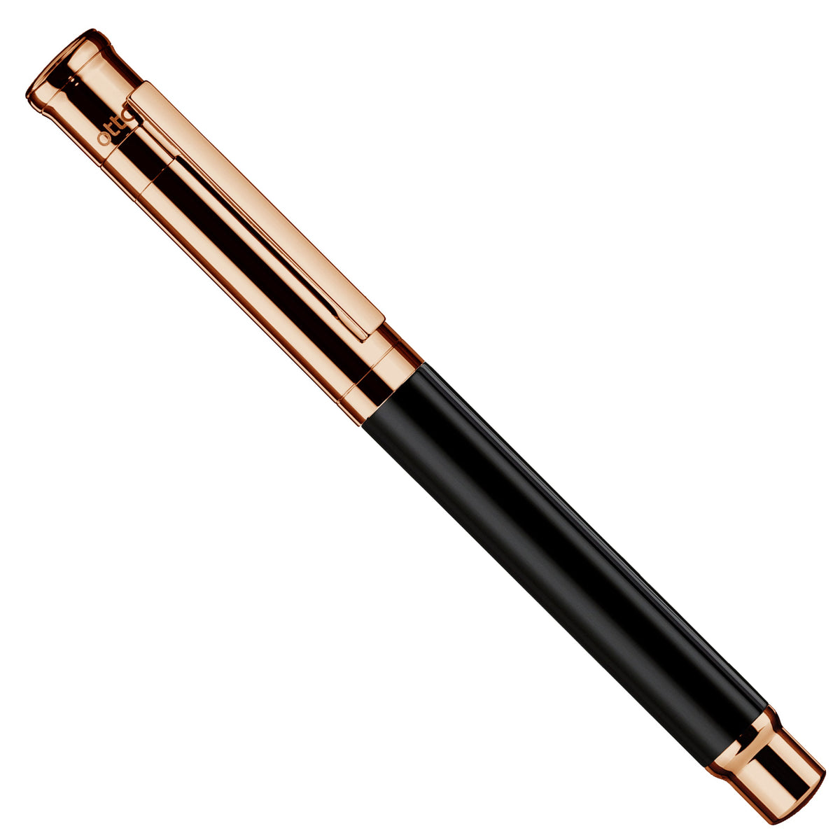 Füllfederhalter Otto Hutt Design04 - Schwarz Glanz, Rosé vergoldet / Stahlfeder