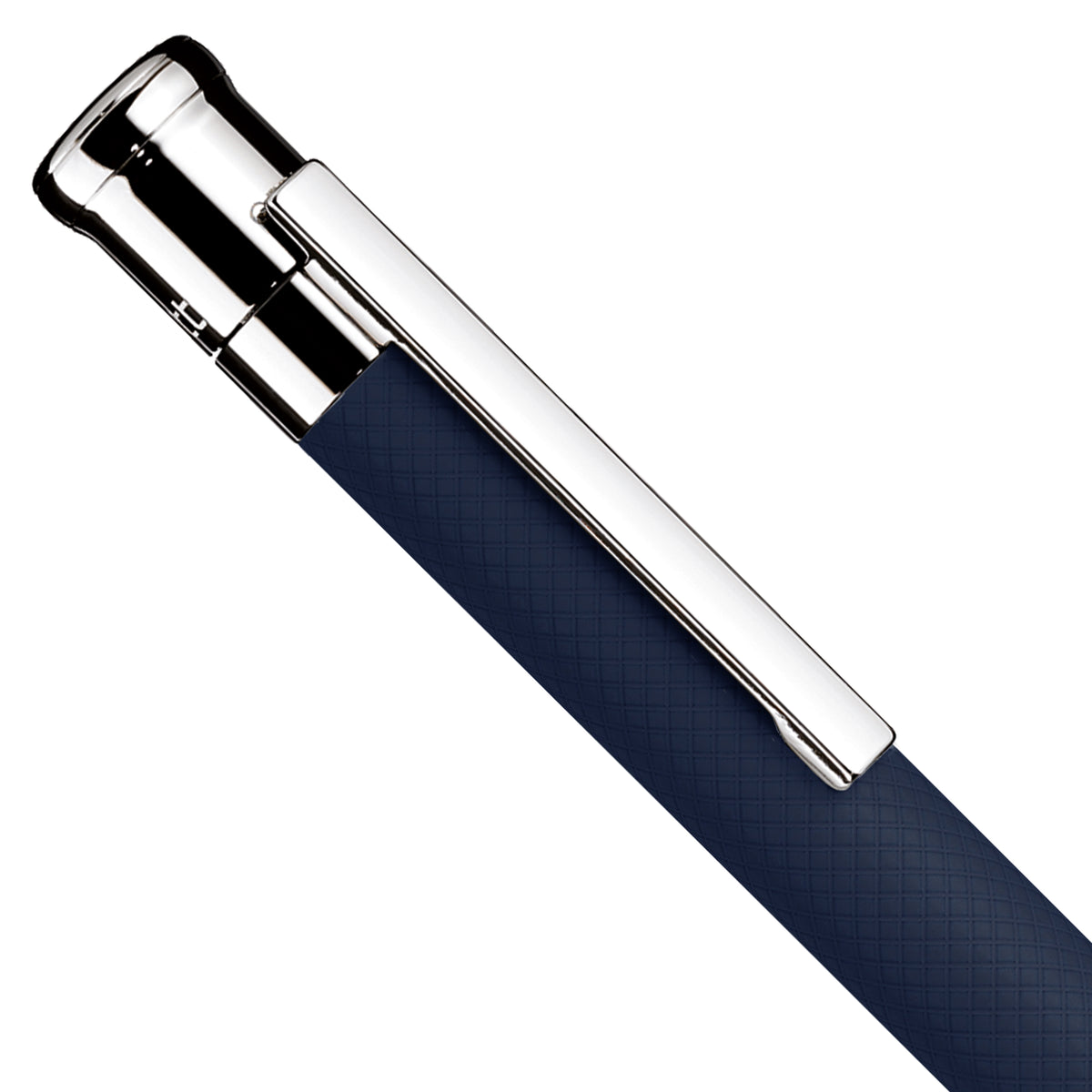 Kugelschreiber Otto Hutt Design04 - Blau Karo guillochiert/Platin beschichtet