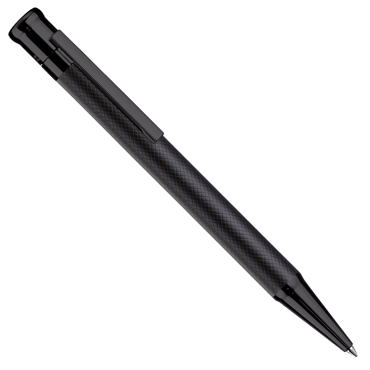 Kugelschreiber Otto Hutt Design04 - Schwarz Karo guillochiert/PVD beschichtet