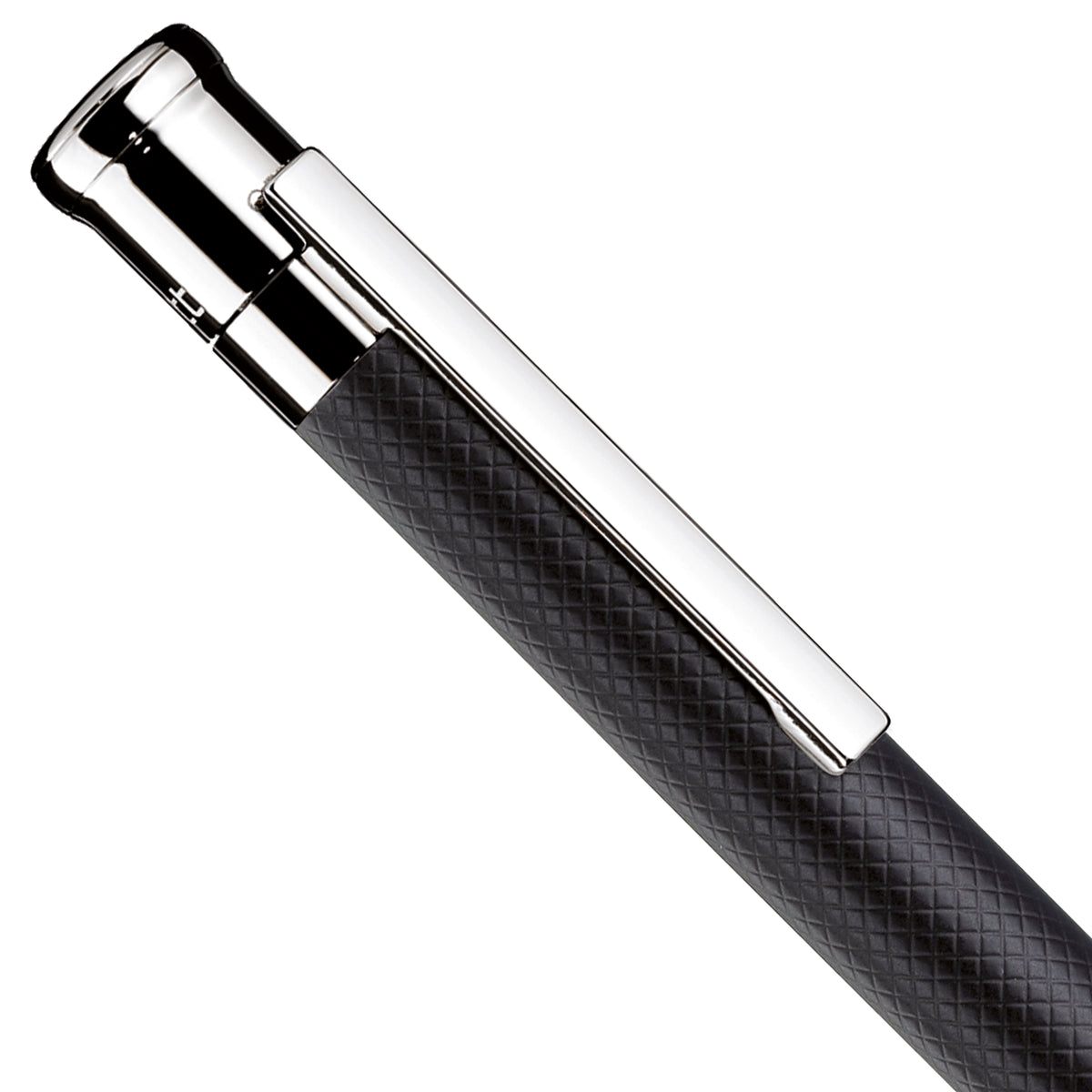 Kugelschreiber Otto Hutt Design04 - Schwarz Karo guillochiert/Platin beschichtet