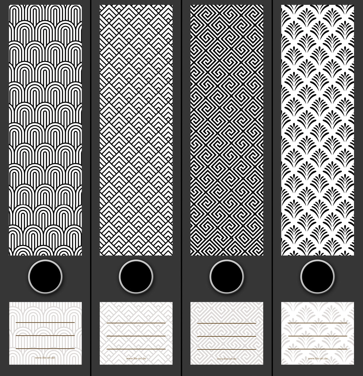 file art 4er-Ordnerrücken-Etiketten-Set &quot;Black and White I&quot; für 7,5 und 8 cm Ordner -NEU-