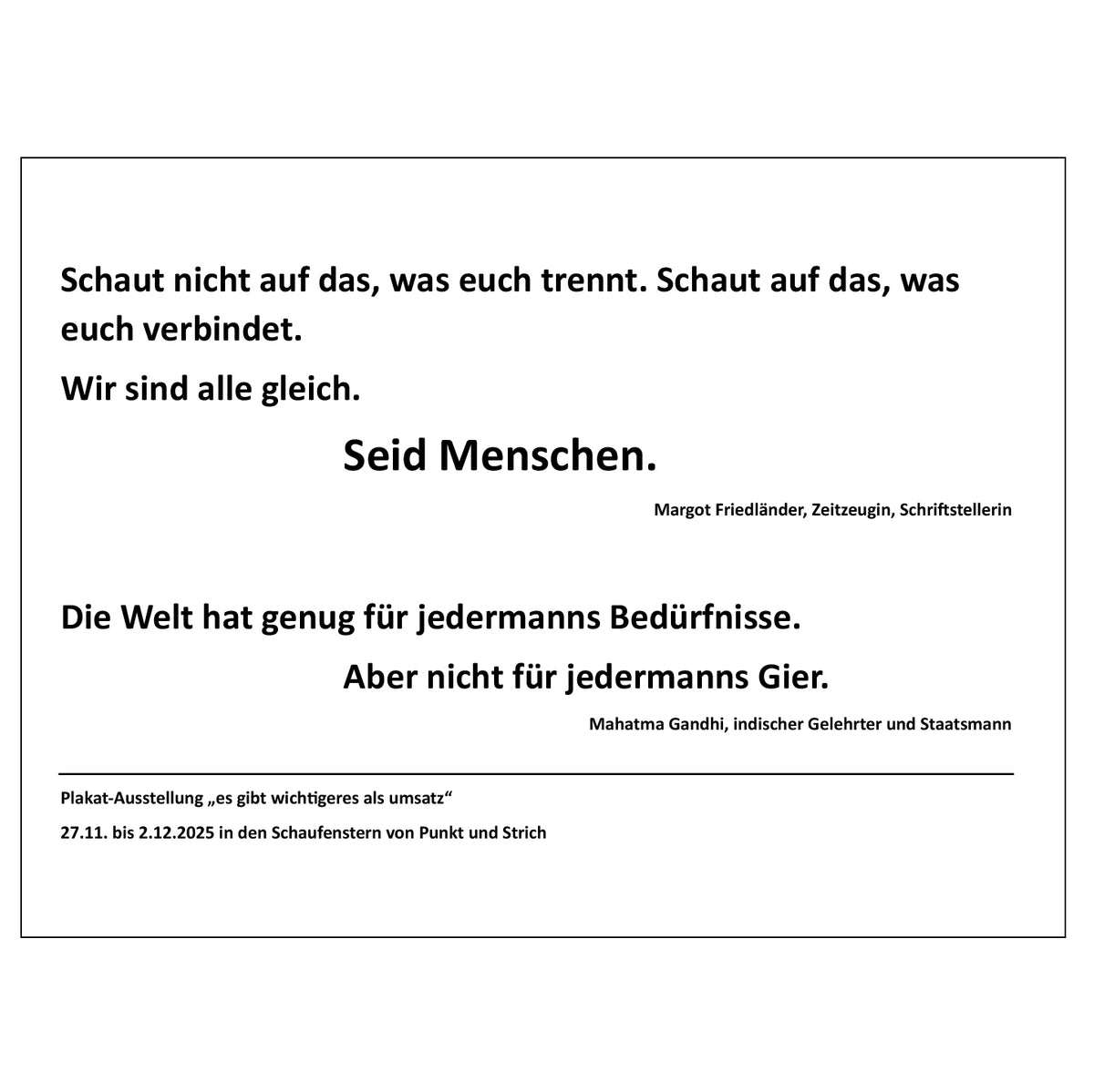 Postkarte "Hoffnung / Friedländer, Gandhi"