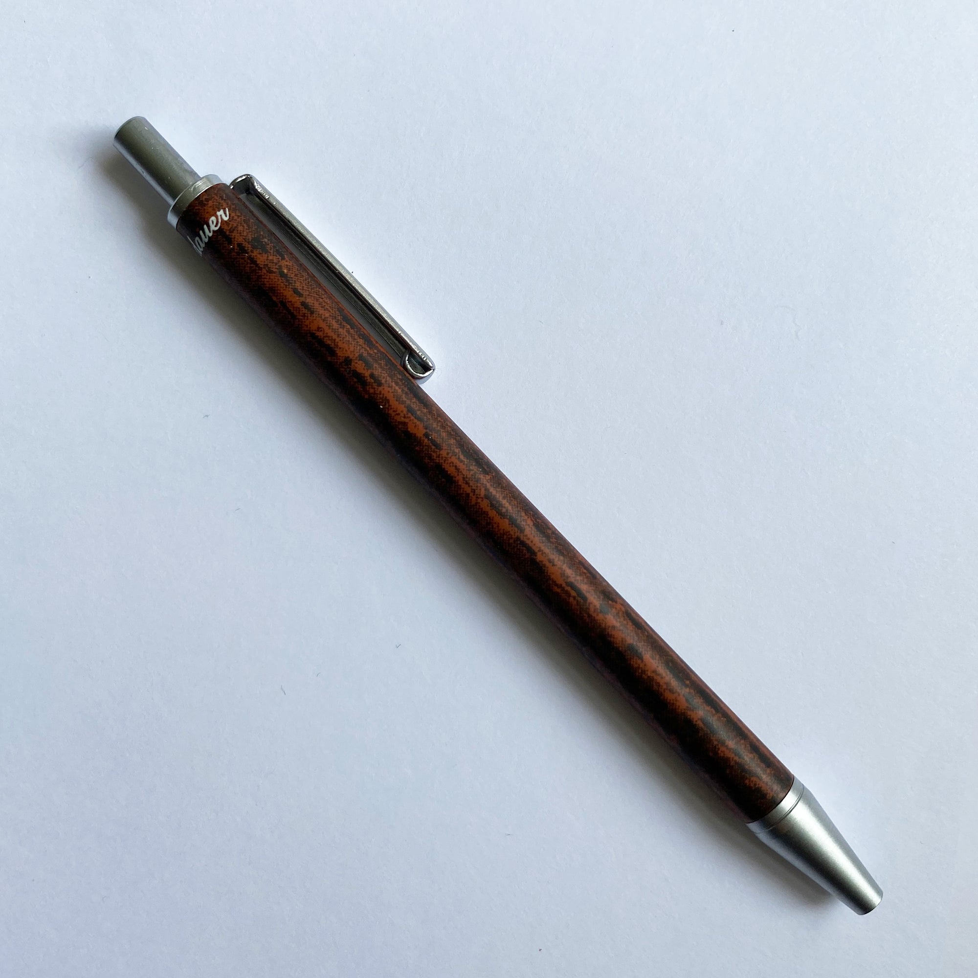 Mini-Kugelschreiber Holzoptik dunkel Punkt & Strich