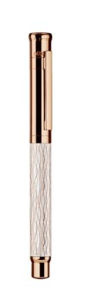 Otto Hutt Design04 - Welle Füllfederhalter Stahlfeder, Platin/Roségold beschichtet (Weiß/Schwarz)