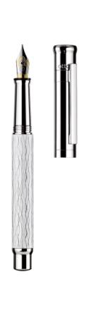 Otto Hutt Design04 - Welle Füllfederhalter Stahlfeder, Platin/Roségold beschichtet (Weiß/Schwarz)