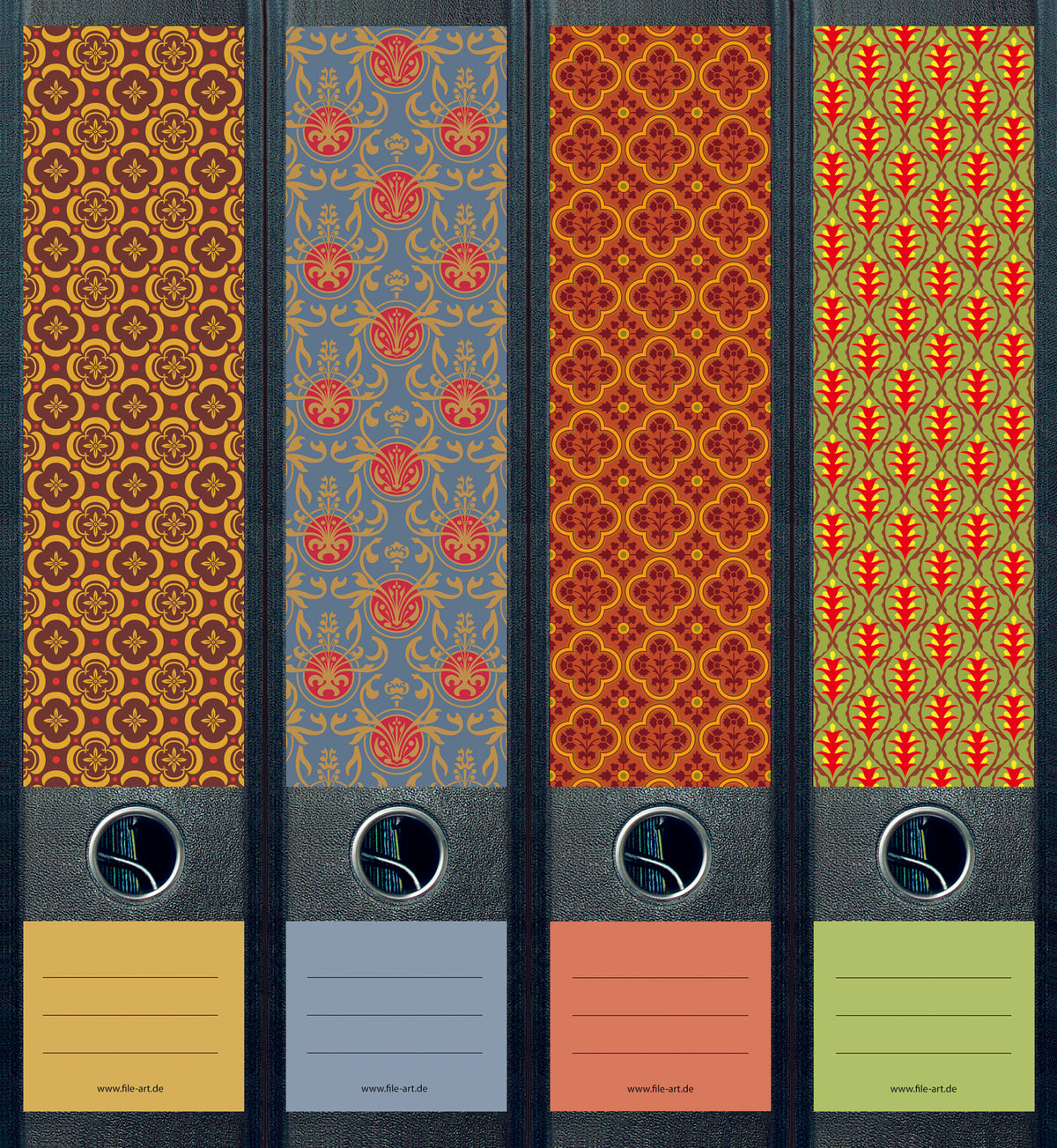 file art 4er-Ordnerrücken-Etiketten-Set &quot;Pattern III&quot; für 7,5 und 8 cm Ordner