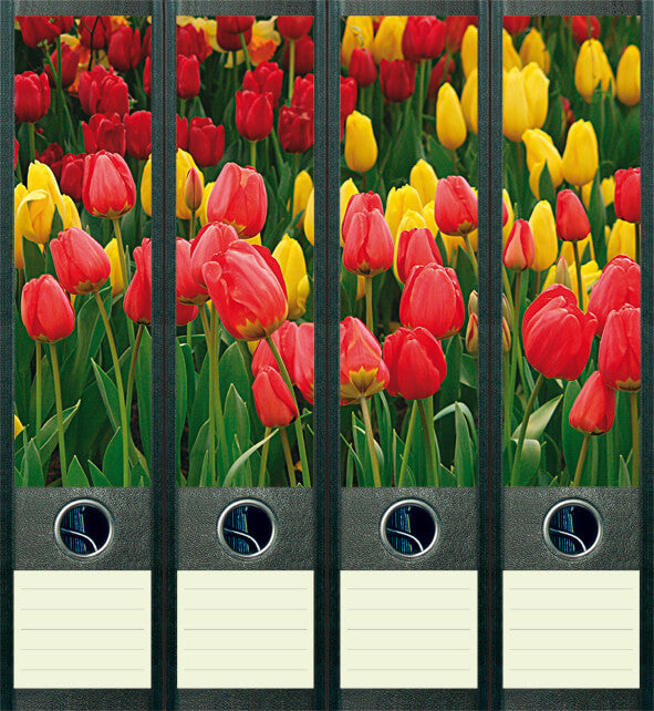 file art 4er-Ordnerrücken-Etiketten-Set &quot;Tulips&quot; für 7,5 und 8 cm Ordner