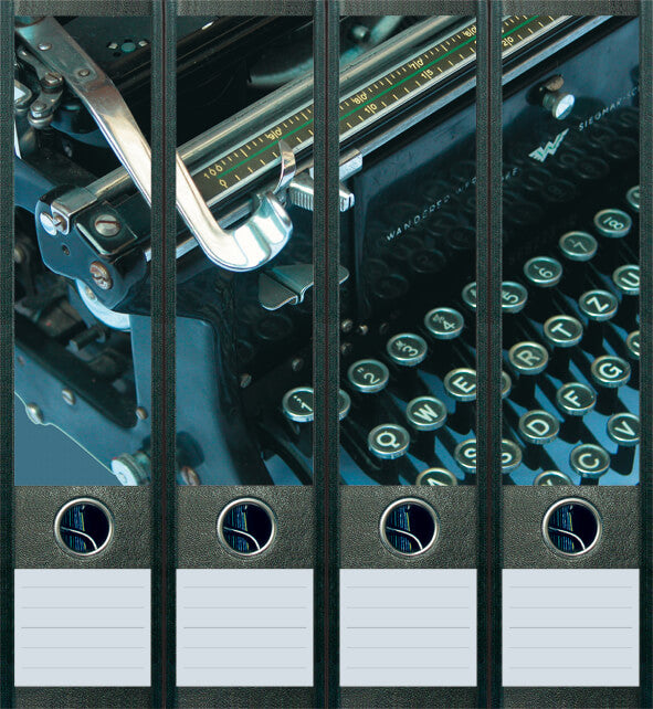 file art 4er-Ordnerrücken-Etiketten-Set &quot;Type Machine&quot; für 7,5 und 8 cm Ordner