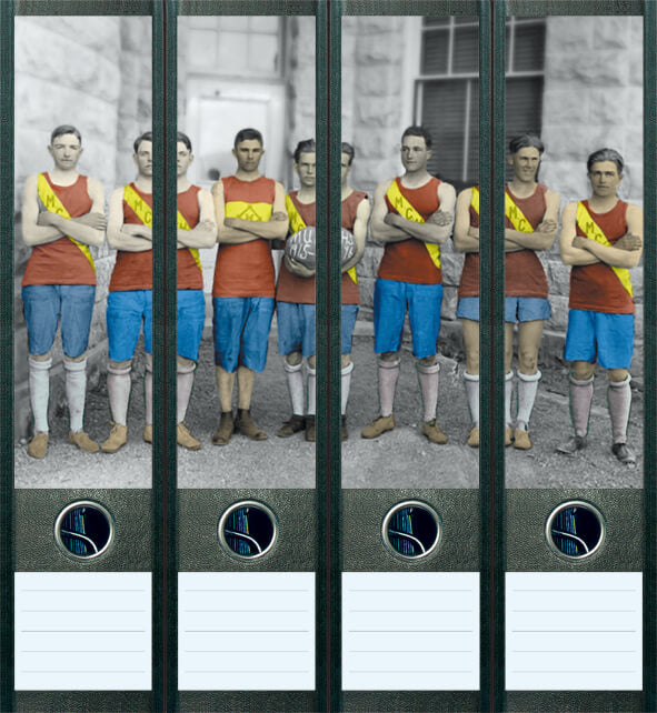 file art 4er-Ordnerrücken-Etiketten-Set &quot;The Team&quot; für 7,5 und 8 cm Ordner