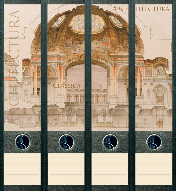 file art 4er-Ordnerrücken-Etiketten-Set &quot;Architectura Classica&quot; für 7,5 und 8 cm Ordner