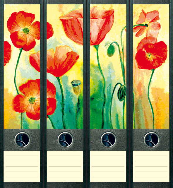 file art 4er-Ordnerrücken-Etiketten-Set &quot;Flowers&quot; für 7,5 und 8 cm Ordner