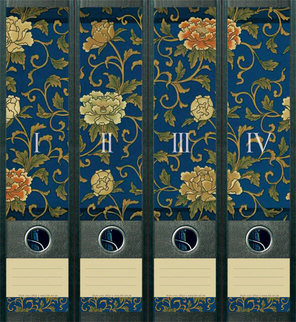 file art 4er-Ordnerrücken-Etiketten-Set &quot;Floral Pattern&quot; für 7,5 und 8 cm Ordner