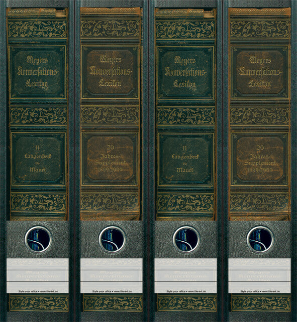 file art 4er-Ordnerrücken-Etiketten-Set &quot;Meyers Lexikon&quot; für 7,5 und 8 cm Ordner
