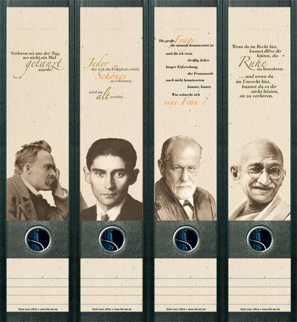 file art 4er-Ordnerrücken-Etiketten-Set &quot;Freud &amp; Friends&quot; für 7,5 und 8 cm Ordner