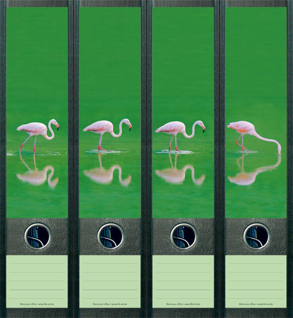 file art 4er-Ordnerrücken-Etiketten-Set &quot;Flamingos&quot; für 7,5 und 8 cm Ordner