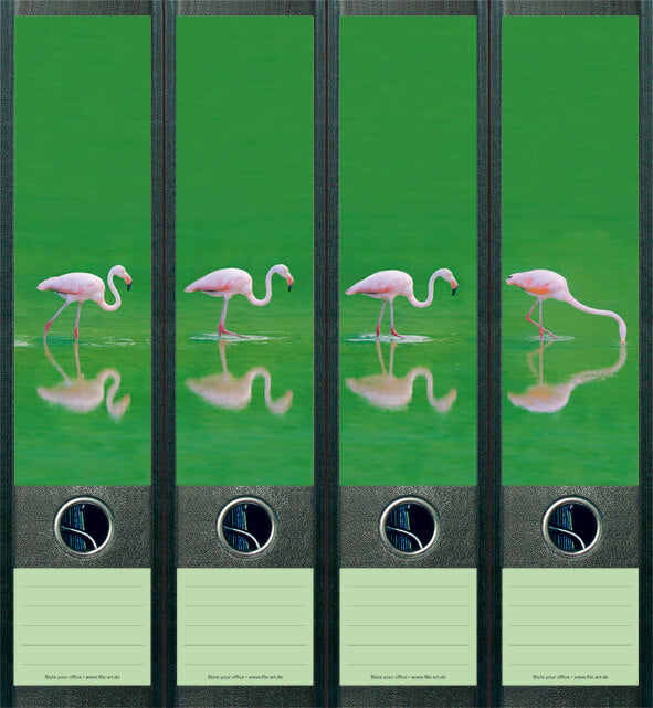 file art 4er-Ordnerrücken-Etiketten-Set &quot;Flamingos&quot; für 7,5 und 8 cm Ordner