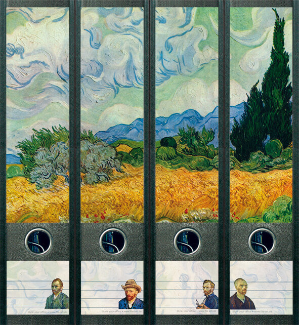 file art 4er-Ordnerrücken-Etiketten-Set &quot;Van Gogh&quot; für 7,5 und 8 cm Ordner