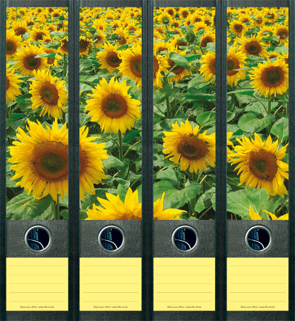 file art 4er-Ordnerrücken-Etiketten-Set &quot;Sunflower Field&quot; für 7,5 und 8 cm Ordner