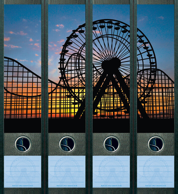 file art 4er-Ordnerrücken-Etiketten-Set &quot;Ferris Wheel&quot; für 7,5 und 8 cm Ordner