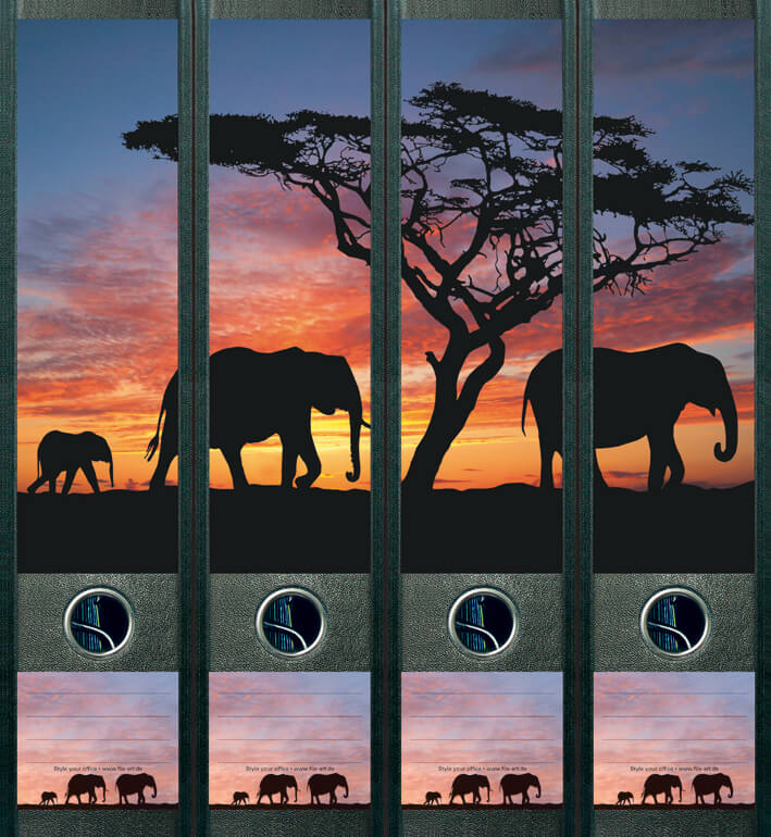 file art 4er-Ordnerrücken-Etiketten-Set &quot;Africa&quot; für 7,5 und 8 cm Ordner