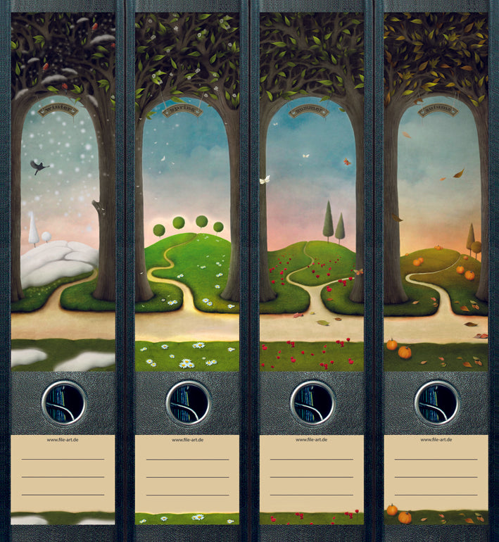 file art 4er-Ordnerrücken-Etiketten-Set &quot;Seasons&quot; für 7,5 und 8 cm Ordner