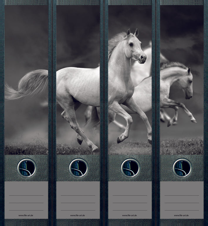 file art 4er-Ordnerrücken-Etiketten-Set &quot;White Horses&quot; für 7,5 und 8 cm Ordner