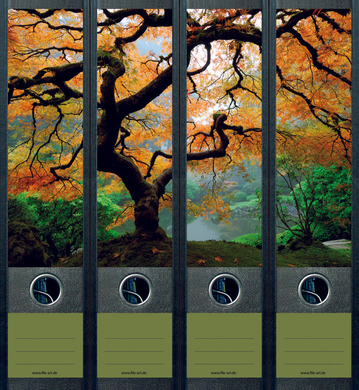 file art 4er-Ordnerrücken-Etiketten-Set &quot;Maple Tree&quot; für 7,5 und 8 cm Ordner