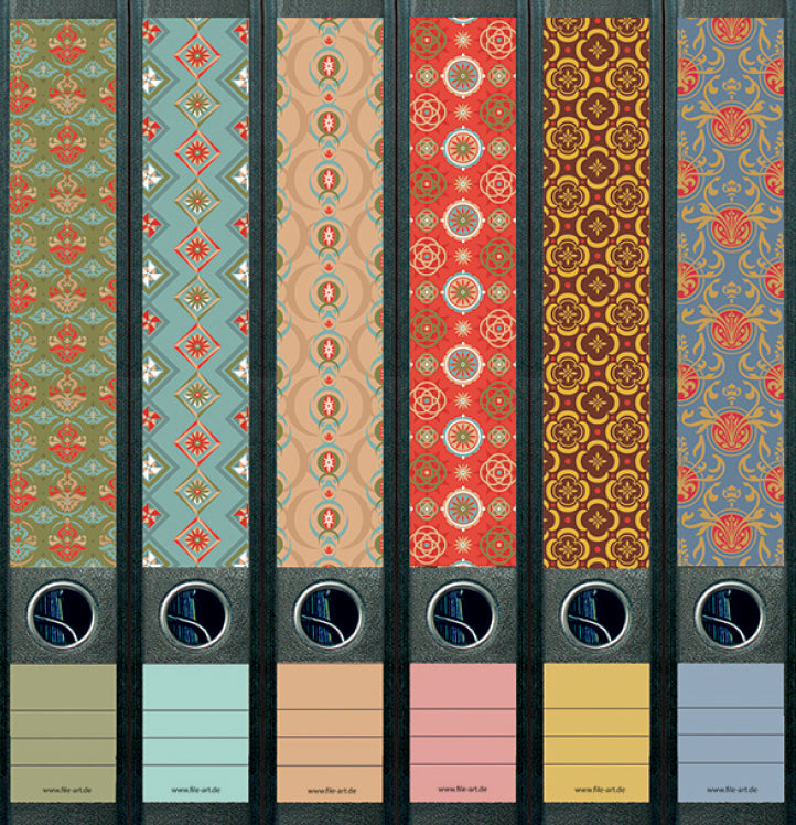 file art 6er-Ordnerrücken-Etiketten-Set &quot;Pattern A/6&quot; für 5 cm Ordner