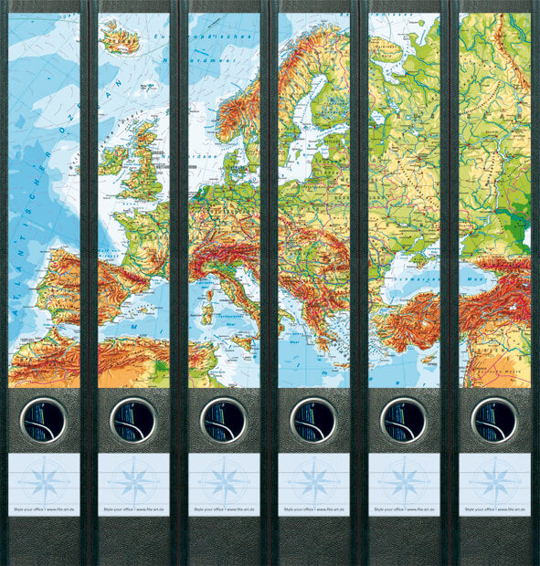 file art 6er-Ordnerrücken-Etiketten-Set &quot;Europe/6&quot; für 5 cm Ordner