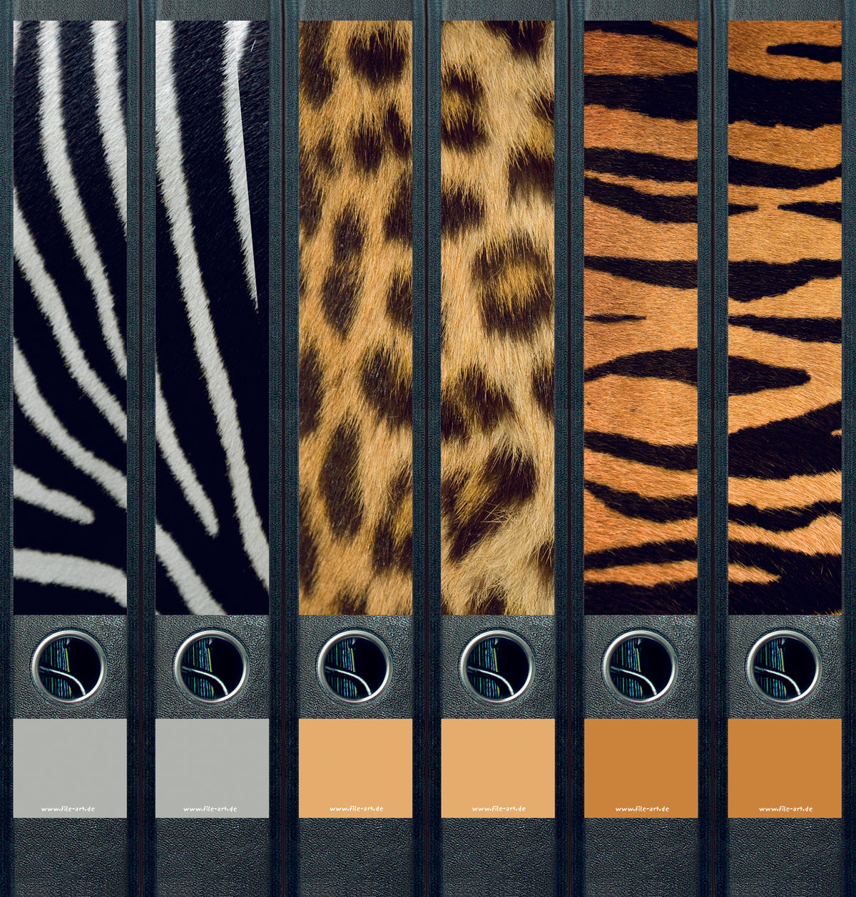 file art 6er-Ordnerrücken-Etiketten-Set &quot;Safari/6&quot; für 5 cm Ordner