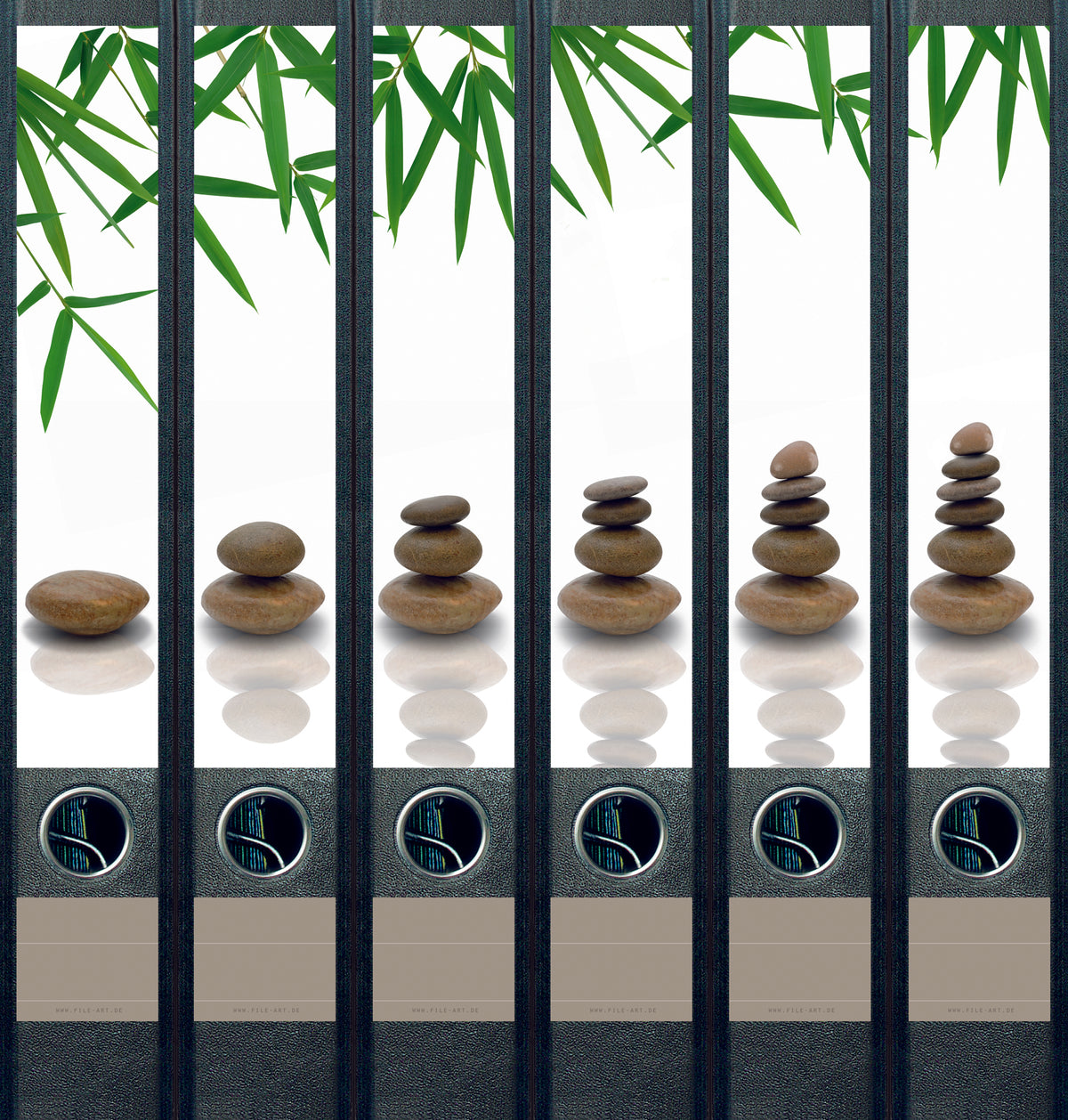 file art 6er-Ordnerrücken-Etiketten-Set &quot;Feng Shui/6&quot; für 5 cm Ordner