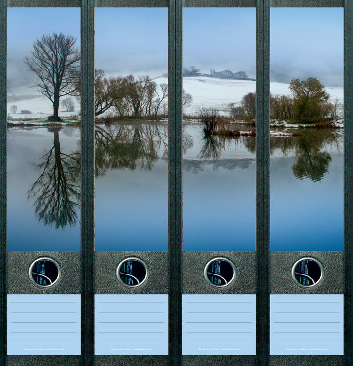 file art 4er-Ordnerrücken-Etiketten-Set &quot;Rattenberger Teich im Winter&quot; für 7,5 und 8 cm Ordner