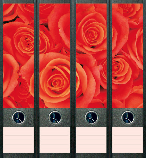 file art 4er-Ordnerrückenetiketten-Set &quot;Roses&quot; für 7,5 und 8 cm Ordner