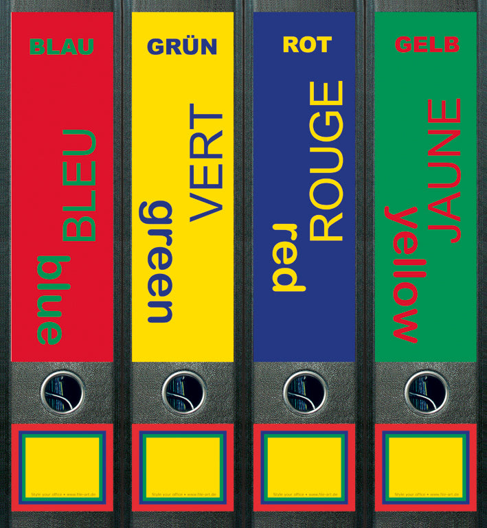 file art 4er-Ordnerrücken-Etiketten-Set &quot;Simply Colors?&quot; für 7,5 und 8 cm Ordner