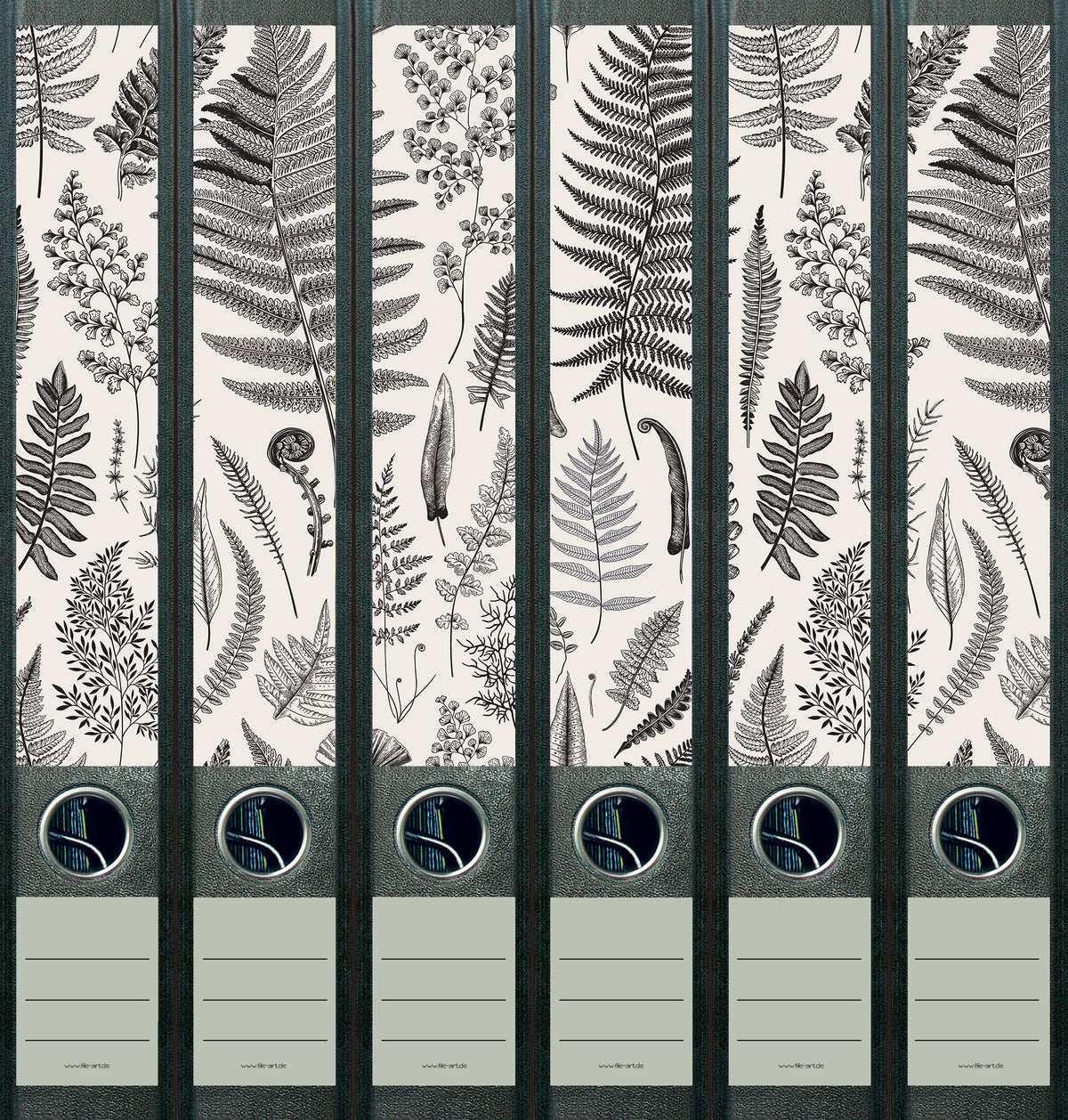 file art 6er -Ordnerrücken-Etiketten-Set &quot;Ferns/6&quot; für 5 cm Ordner -NEU-