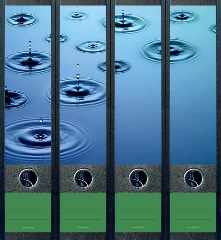 file art 4er-Ordnerrücken-Etiketten-Set &quot;Waterdrops&quot; für 7,5 und 8 cm Ordner