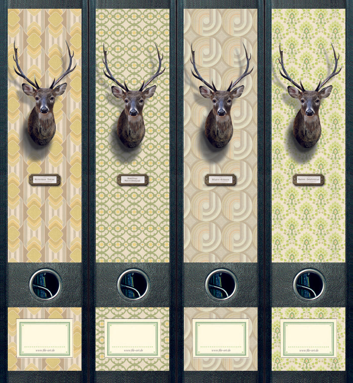 file art 4er-Ordnerrücken-Etiketten-Set &quot;Oh Deer!&quot; für 7,5 und 8 cm Ordner
