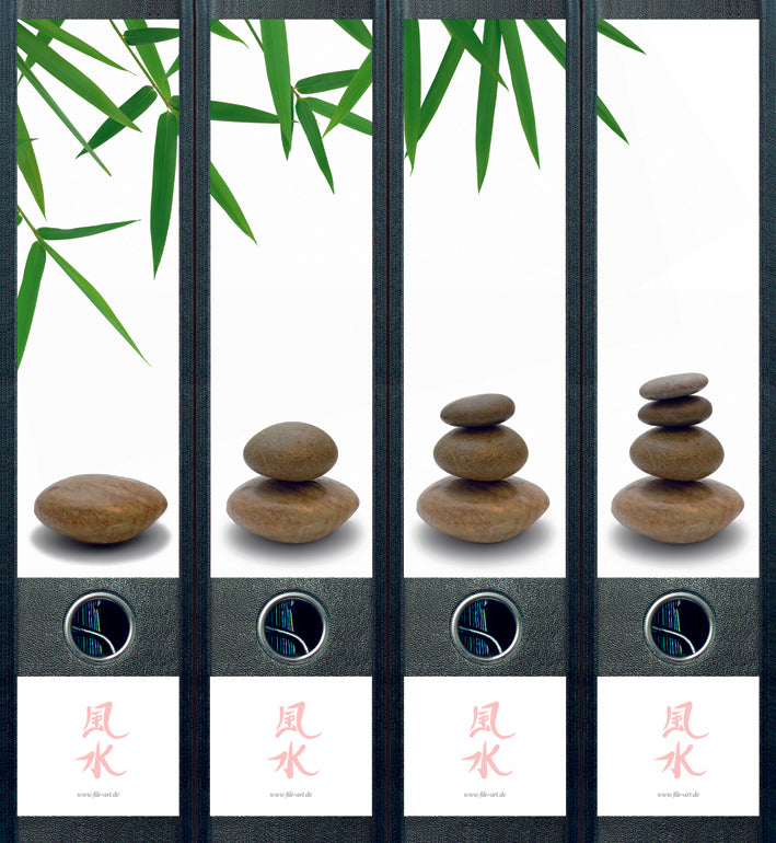 file art 4er-Ordnerrücken-Etiketten-Set &quot;Feng Shui&quot; für 7,5 und 8 cm Ordner