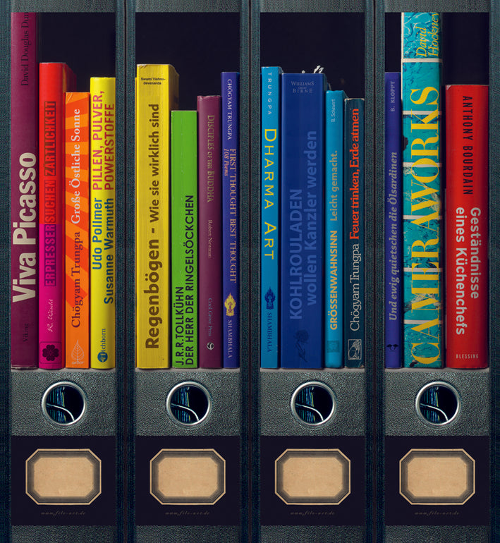 file art 4er-Ordnerrücken-Etiketten-Set &quot;Rainbow Books&quot; für 7,5 und 8 cm Ordner