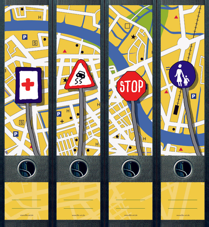 file art 4er-Ordnerrücken-Etiketten-Set &quot;Map 2 / first aid&quot; für 7,5 und 8 cm Ordner