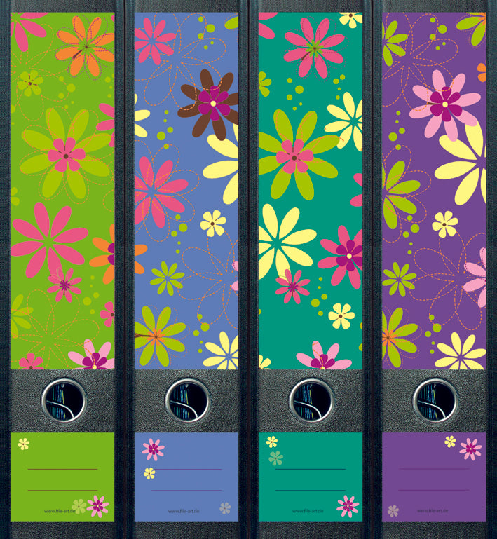 file art 4er-Ordnerrücken-Etiketten-Set &quot;Wallpaper 1 / green&quot; für 7,5 und 8 cm Ordner