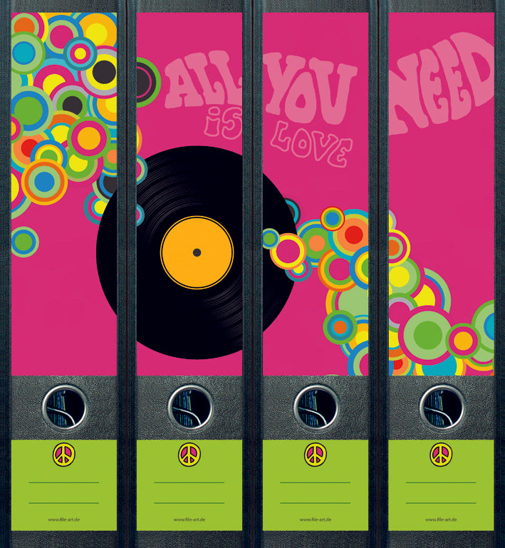 file art 4er-Ordnerrücken-Etiketten-Set &quot;68-1 / vinyl&quot; für 7,5 und 8 cm Ordner