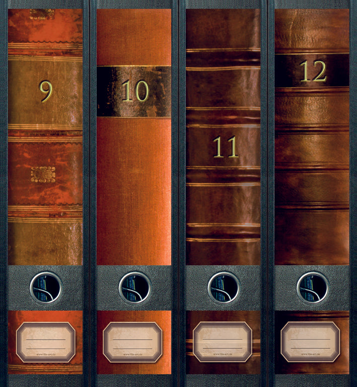 file art 4er-Ordnerrücken-Etiketten-Set &quot;Folio III / 9-12&quot; für 7,5 und 8 cm Ordner