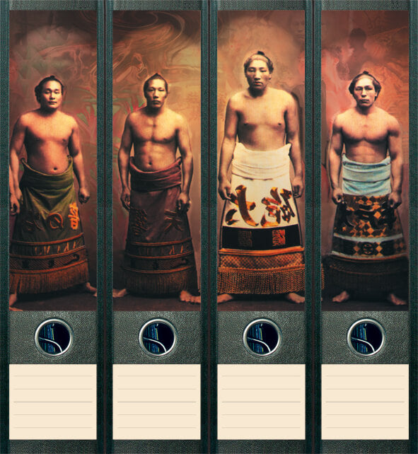 file art 4er-Ordnerrückenetiketten-Set &quot;Samurai&quot; für 7,5 und 8 cm Ordner