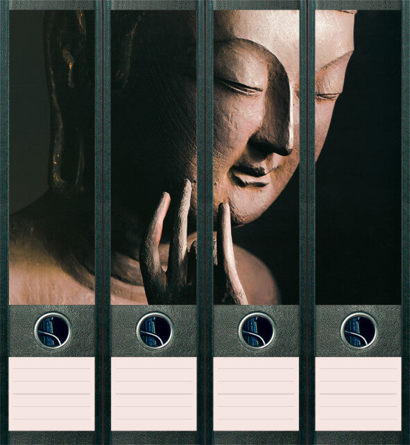 file art 4er-Ordnerrückenetiketten-Set &quot;Buddha&quot; für 7,5 und 8 cm Ordner